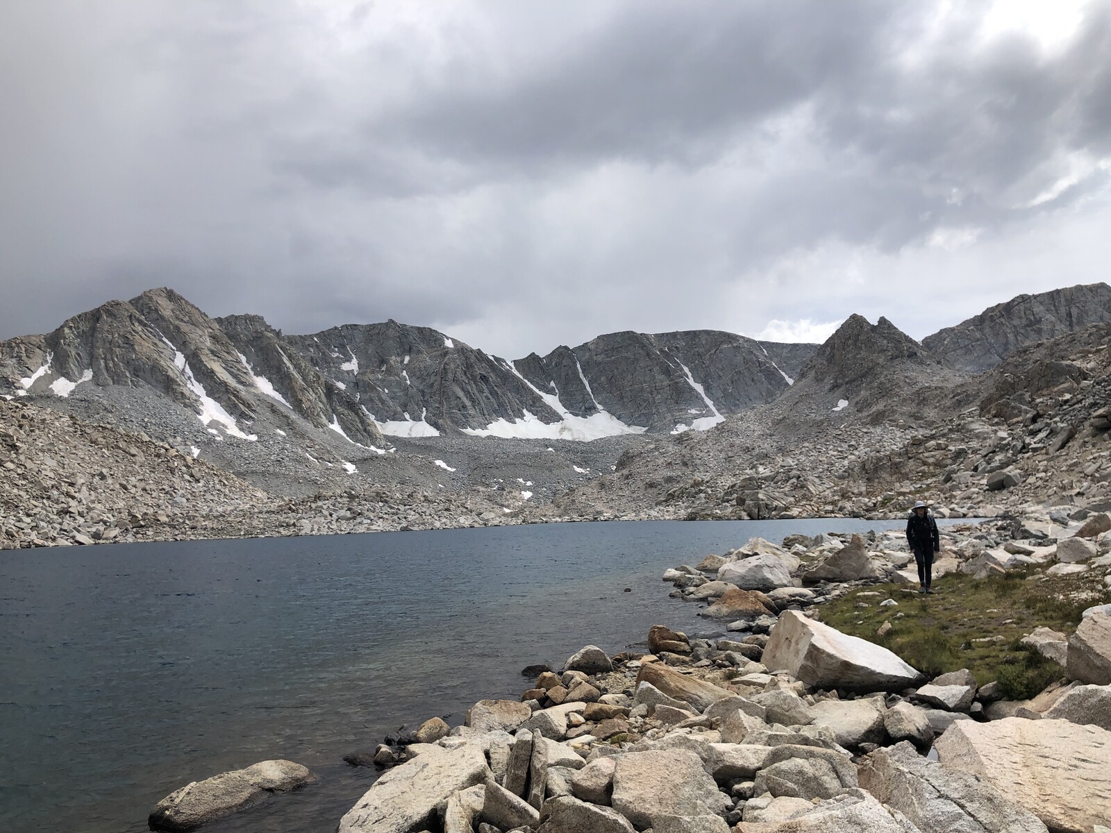 The lake we considered sailing after descending the talus fields in the background